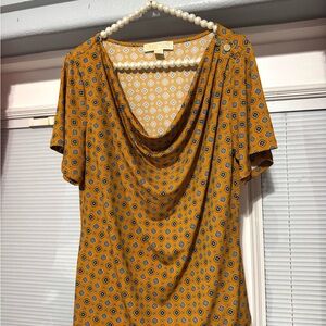 Michael Kors Mustard and Gray Patterned Top